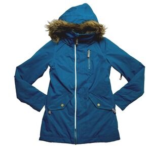 Burton Ski Jacket Womens Extra Small Teal Hazel Hooded Snowboarding Coat